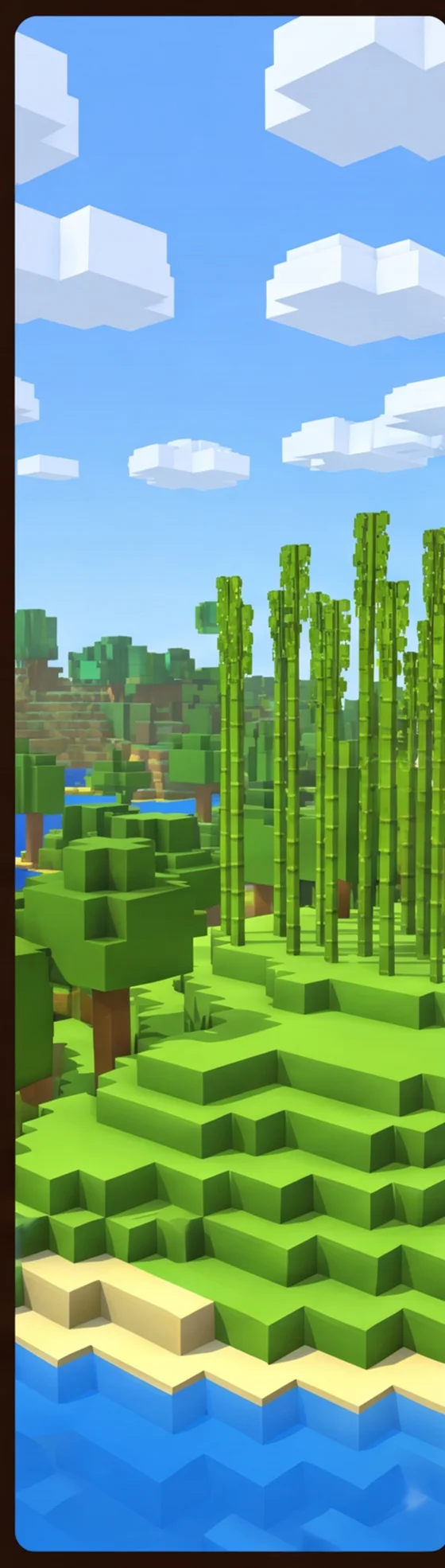 The Overworld: a sunny blocky voxel world