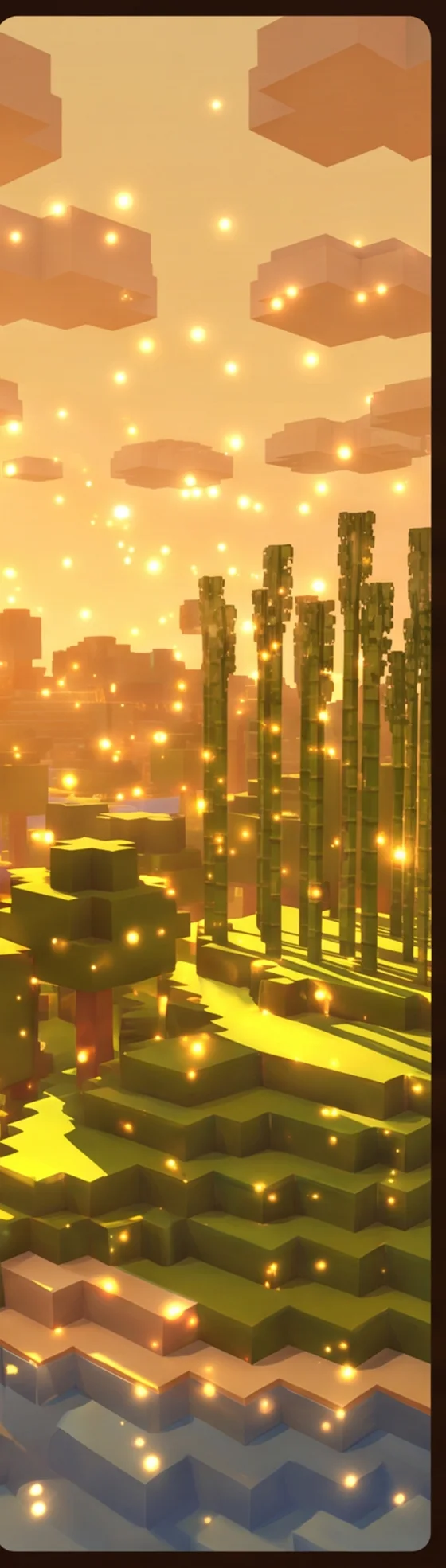 The Overworld again, glowing in golden-hour light
